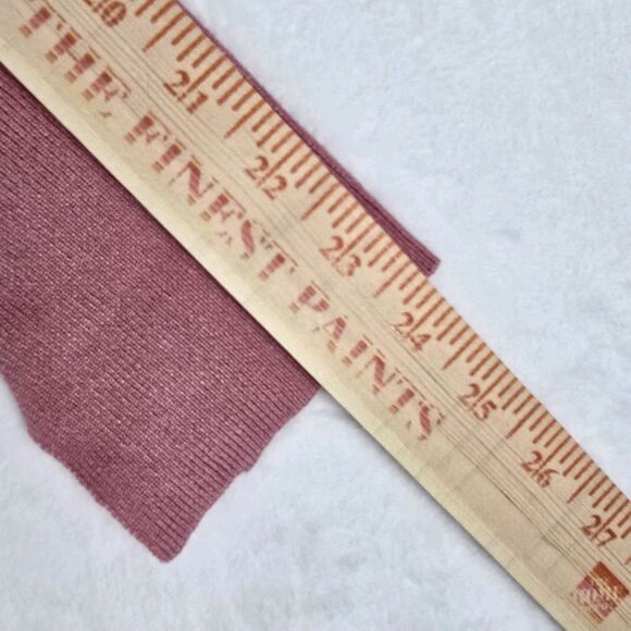 Ribbed Striped V-Neck Button Cardigan Pink Mauve Size L Knit Cropped Sweater - Picture 6 of 8